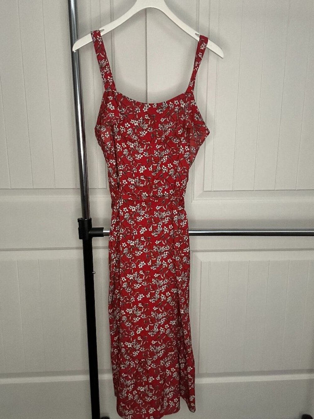Banana Republic Red Floral Spaghetti-Strap Midi Dress | Size 6